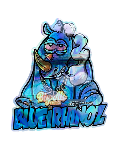 Blue Rhinoz  Mylar Bags 3.5g Die Cut Big Als Exotics
