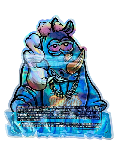 Blue Rhinoz  Mylar Bags 3.5g Die Cut Big Als Exotics