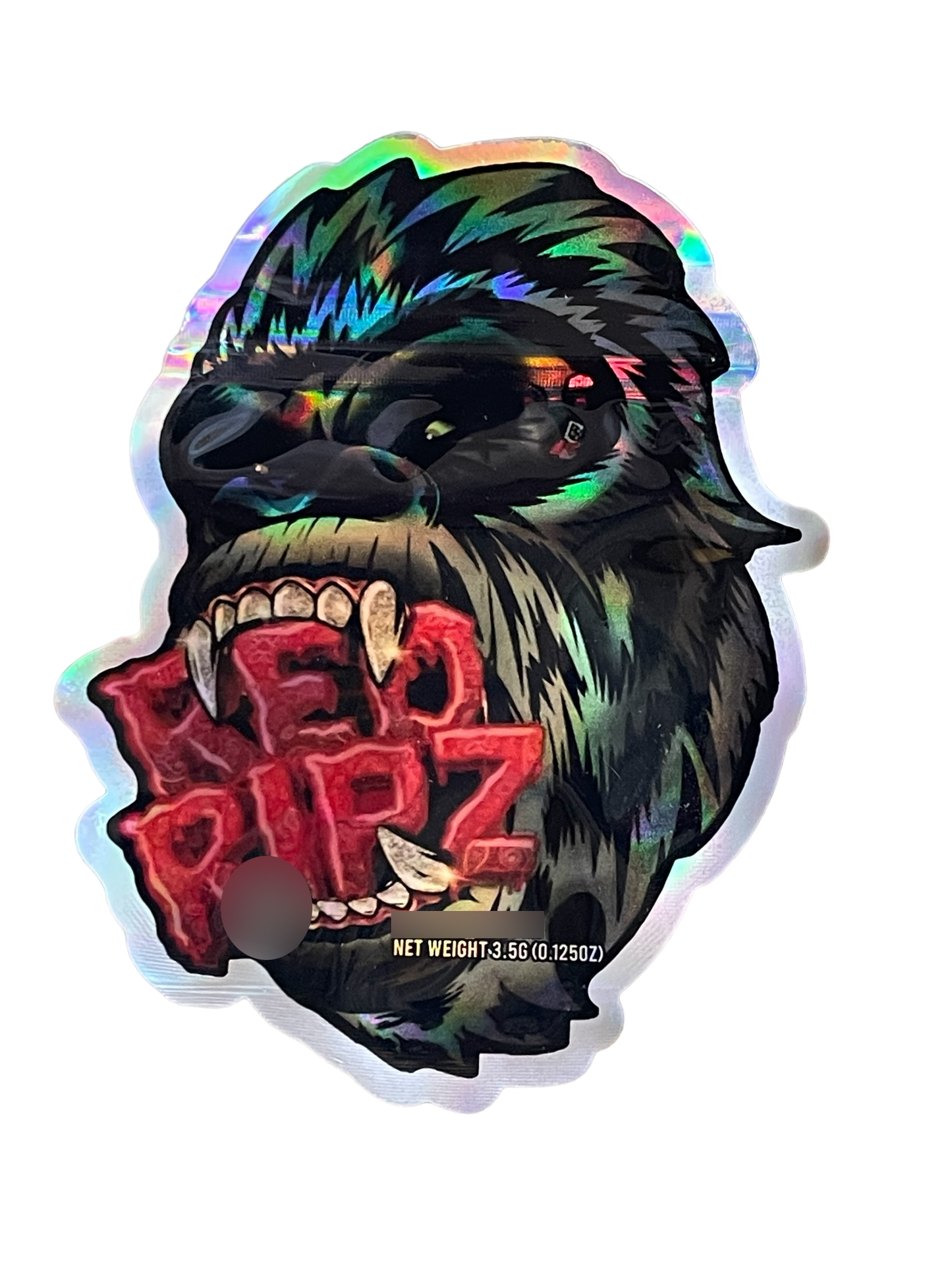 Red Ripz Cut out Mylar zip lock bag 3.5G Holographic