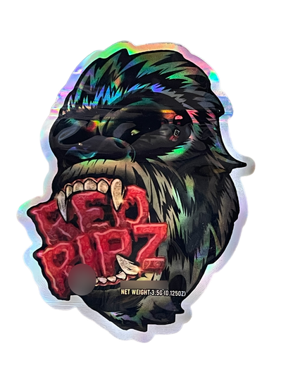 Red Ripz Cut out Mylar zip lock bag 3.5G Holographic