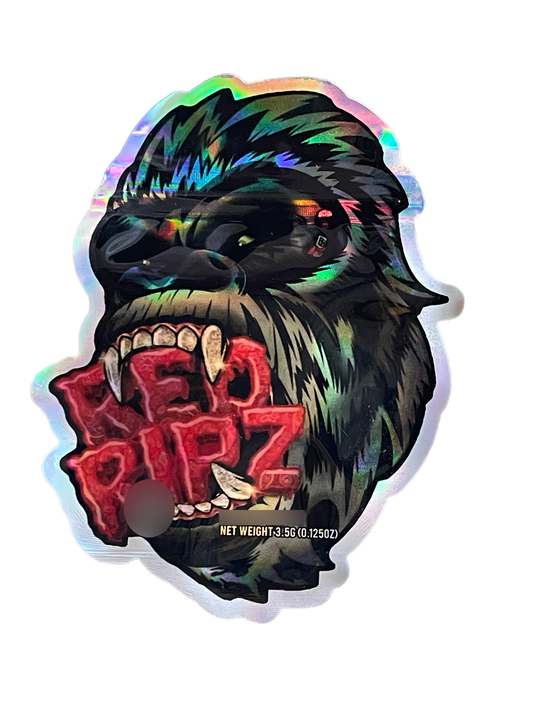 Red Ripz Cut out Mylar zip lock bag 3.5G Holographic