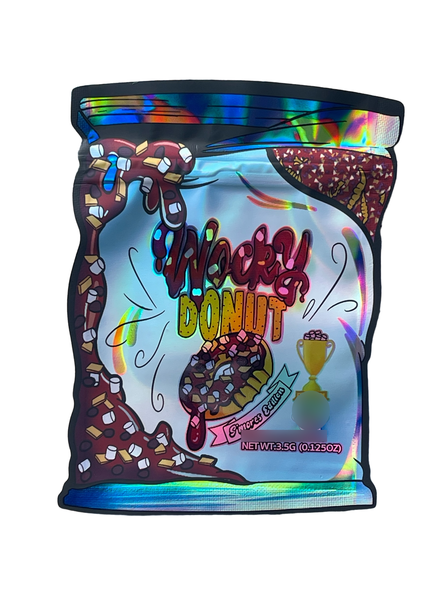 Wocky Donut 3.5g Mylar Bag- Holographic Smores Edition