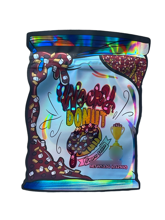 Wocky Donut 3.5g Mylar Bag- Holographic Smores Edition