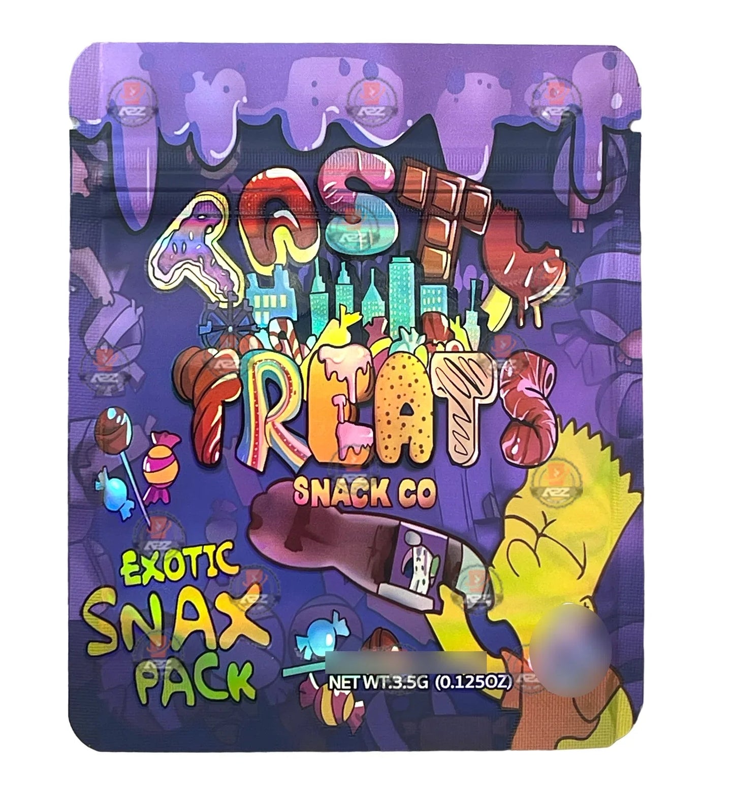 Tasty Treats Mylar Bags 3.5g Holographic Exotics Snax Pack - Black Unicorn Hub