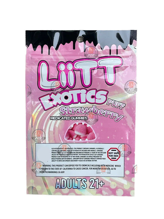 Liitt Exotics Puff Strawberry 3.5g Mylar Bag 1000MG (Packaging Only) - Black Unicorn Hub