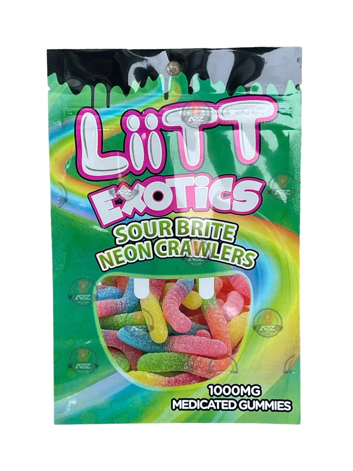 Liitt Exotics Sour Brite Neon clawers 3.5g Mylar Bag 1000MG (Packaging Only) - Black Unicorn Hub
