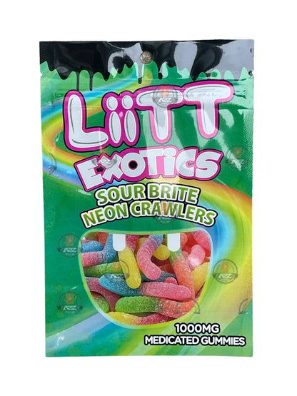 Liitt Exotics Sour Brite Neon clawers 3.5g Mylar Bag 1000MG (Packaging Only) - Black Unicorn Hub