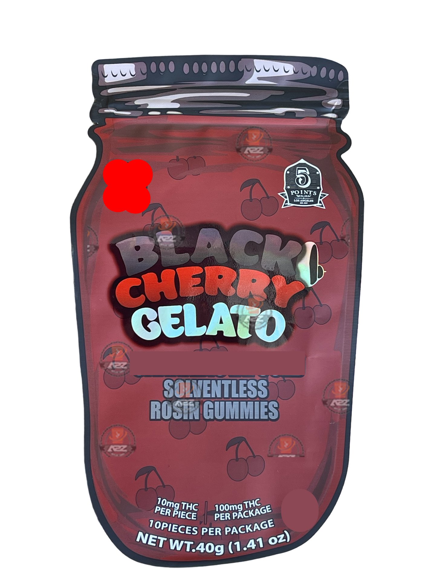 Black Cherry Gelato Mylar Bag- Rosin Gummies (Packaging Only)