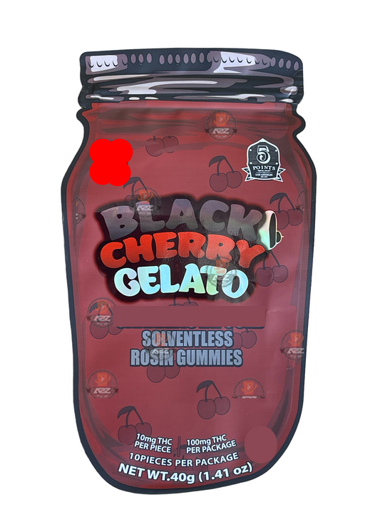 Black Cherry Gelato Mylar Bag- Rosin Gummies (Packaging Only)