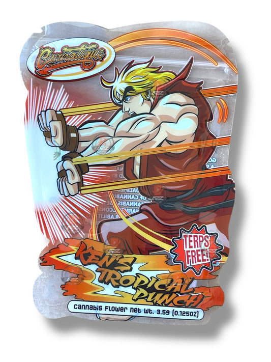 Cannatique Street Fighter Kens Tropical Punch Mylar Bag 3.5g Transparent shape bag