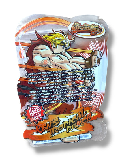 Cannatique Street Fighter Kens Tropical Punch Mylar Bag 3.5g Transparent shape bag