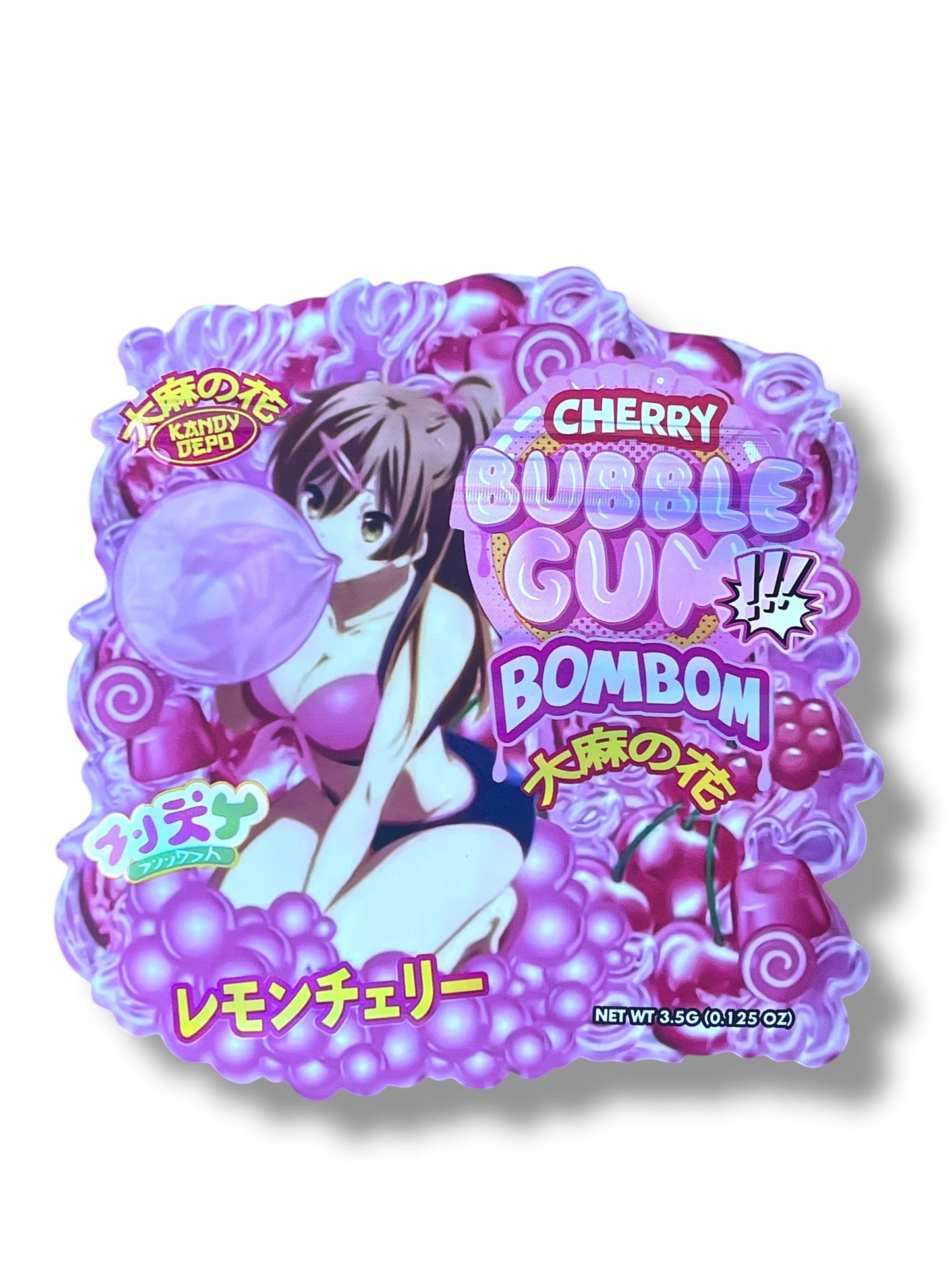 Kandy Depo Cherry Bubblegum Bomobom Mylar Bag 3.5g shape bag