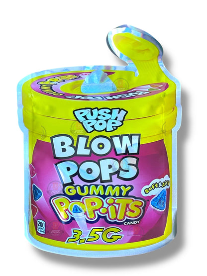 Push Pop Blow Pops Gummy Popits Mylar Bag 3.5g shape bag