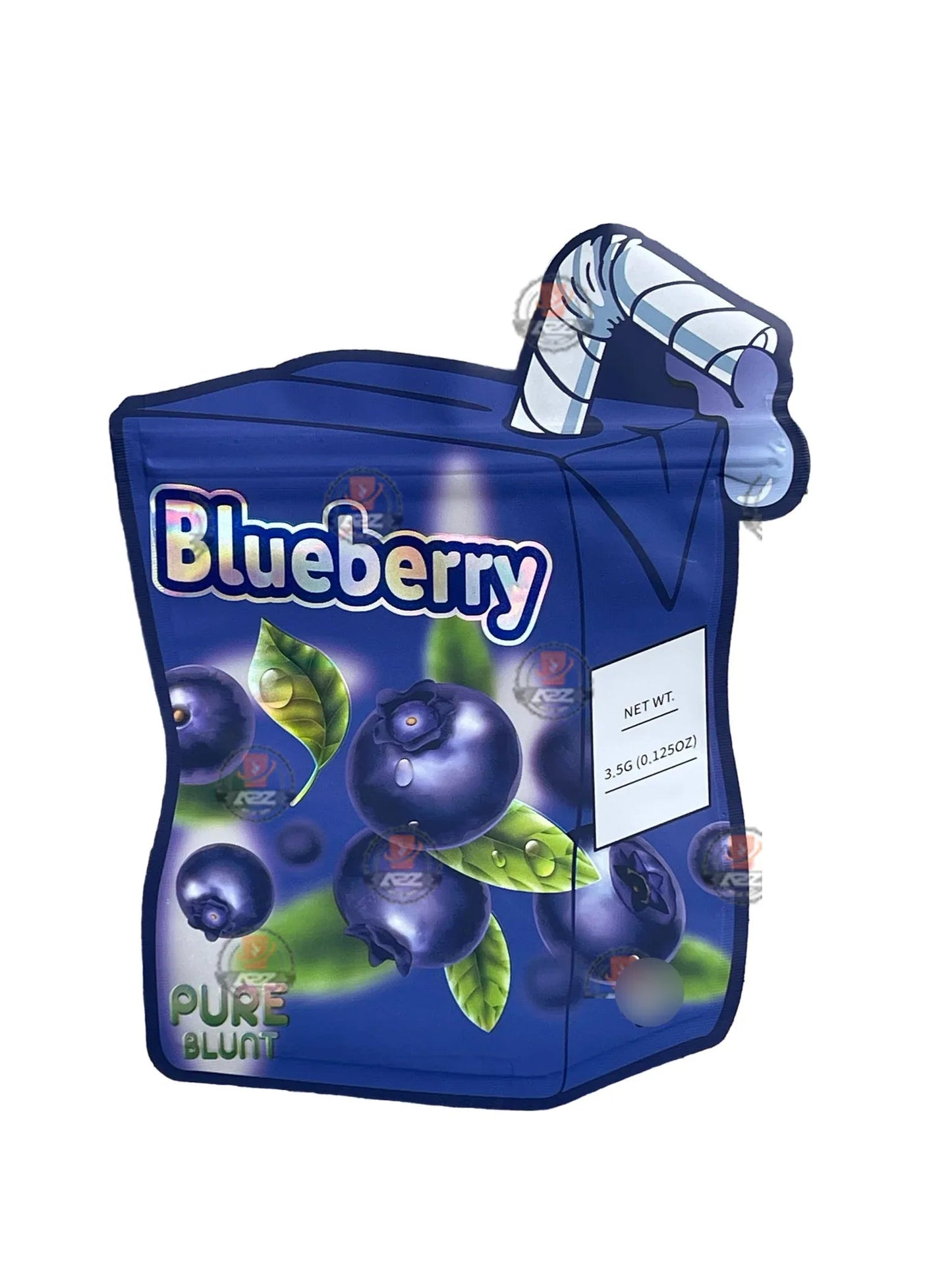 Blueberry 3.5 grams Juice Box Mylar Bag Pure Blunt Holographic - Black Unicorn Hub