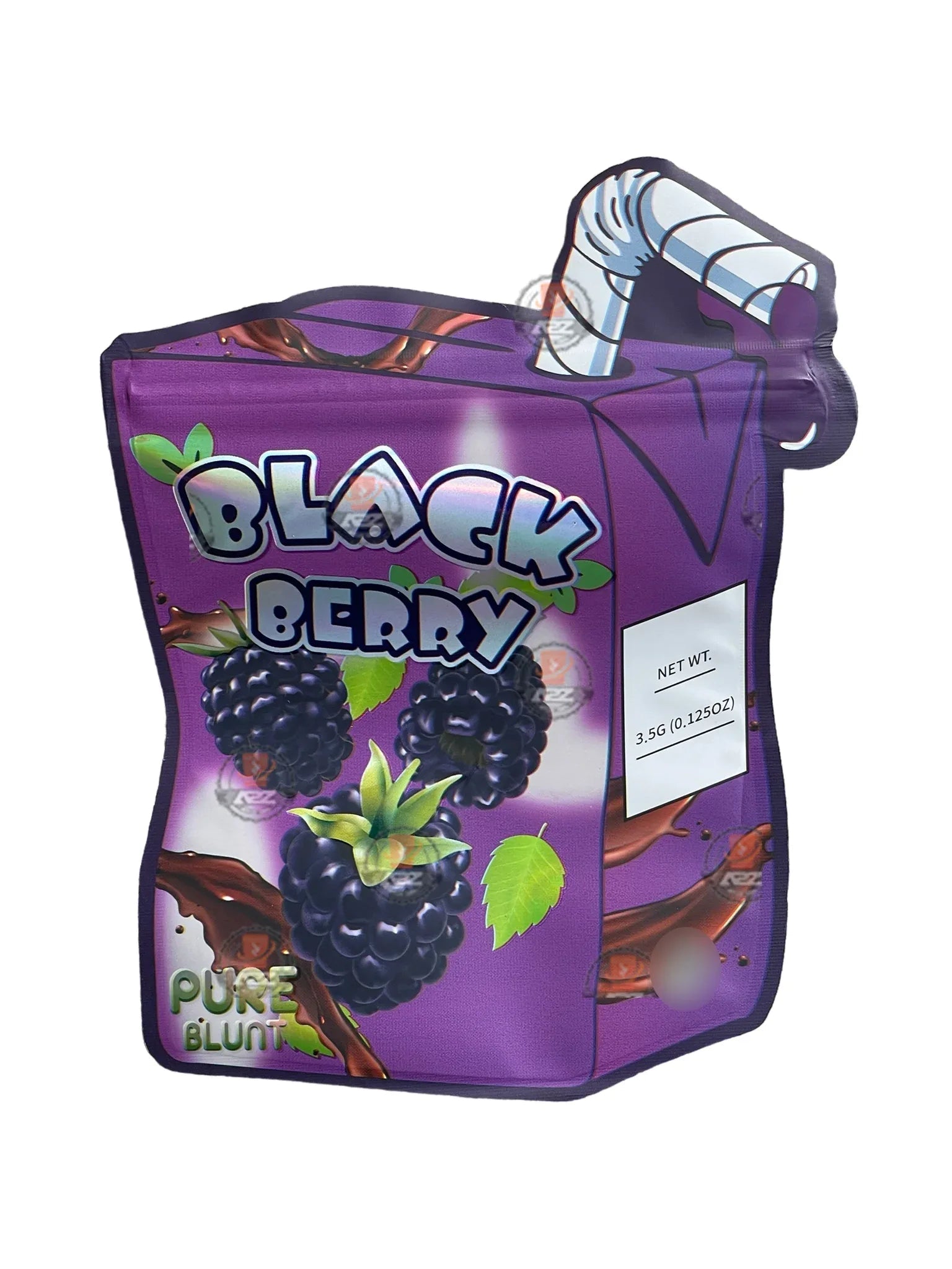 Blackberry 3.5 grams Juice Box Mylar Bag Pure Blunt Holographic - Black Unicorn Hub