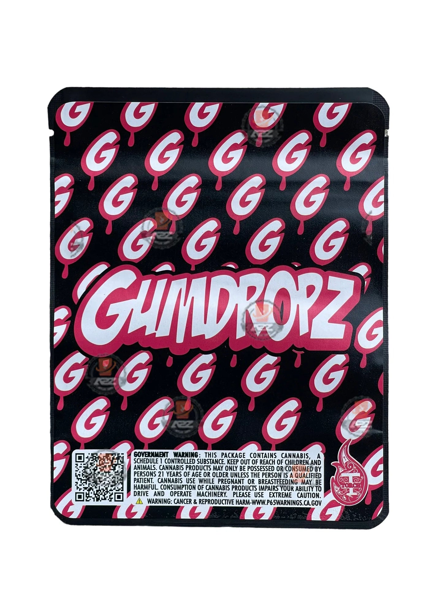 Sprinklez Gumdropz Strawberry Banana Mylar Bags 3.5g Sticker base Bag -With stickers and labels - Black Unicorn Hub