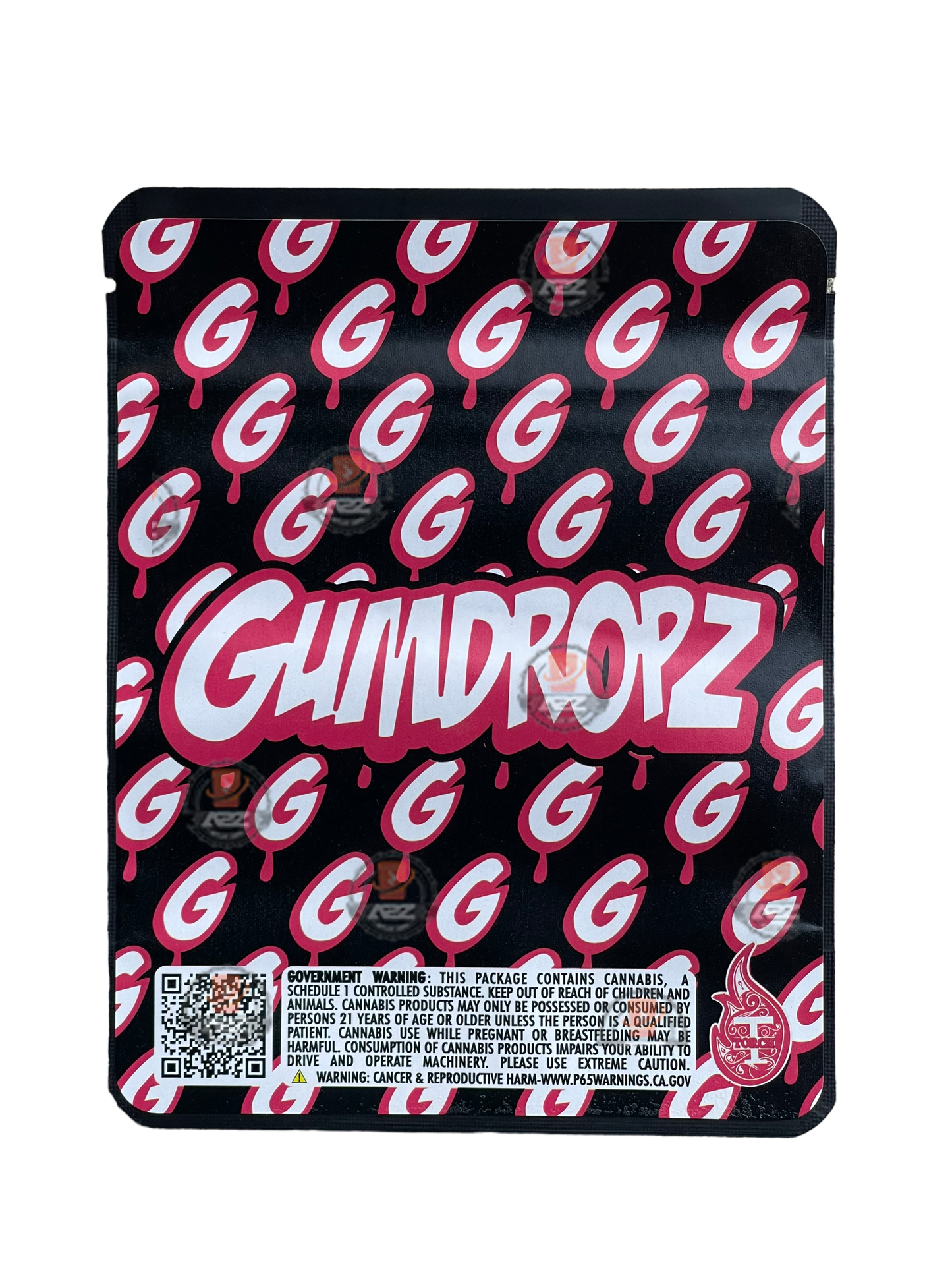 Sprinklez Gumdropz Strawberry Banana Mylar Bags 3.5g Sticker base Bag -With stickers and labels