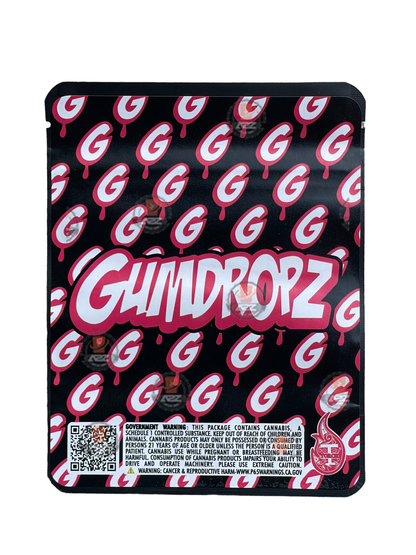 Sprinklez Gumdropz Strawberry Banana Mylar Bags 3.5g Sticker base Bag -With stickers and labels