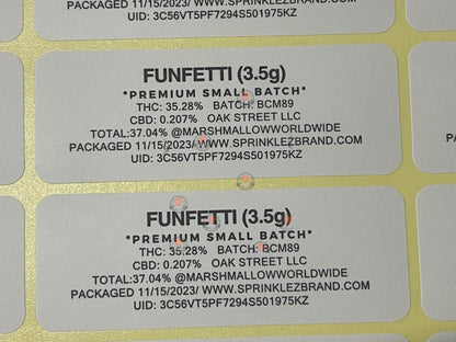 Sprinklez Marshmallow Mylar Bags 3.5g Sticker base Bag -With stickers and labels