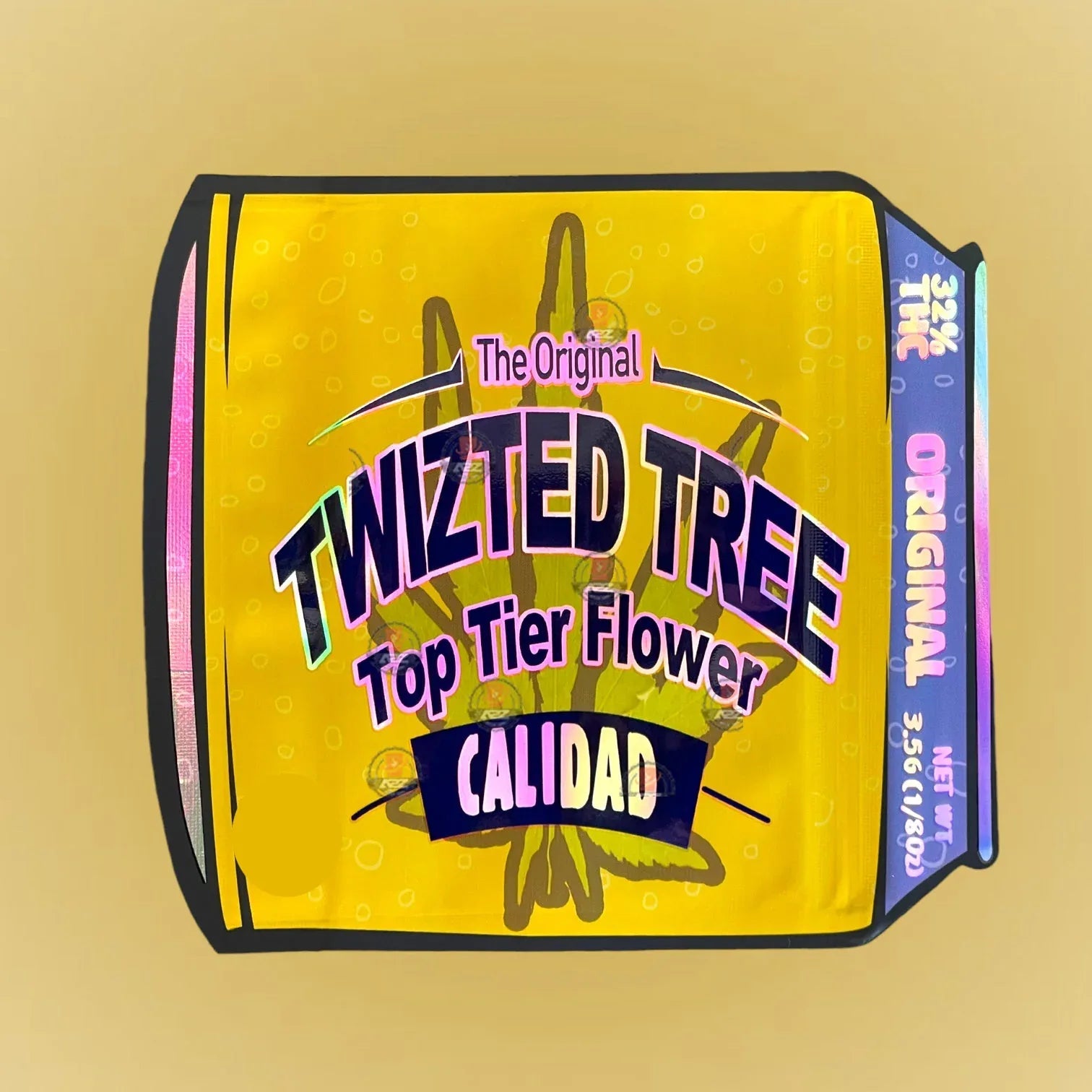Twizted Tree 3.5G Mylar Bags-Top Tier Flower Calidad Cut Out-Holographic - Black Unicorn Hub
