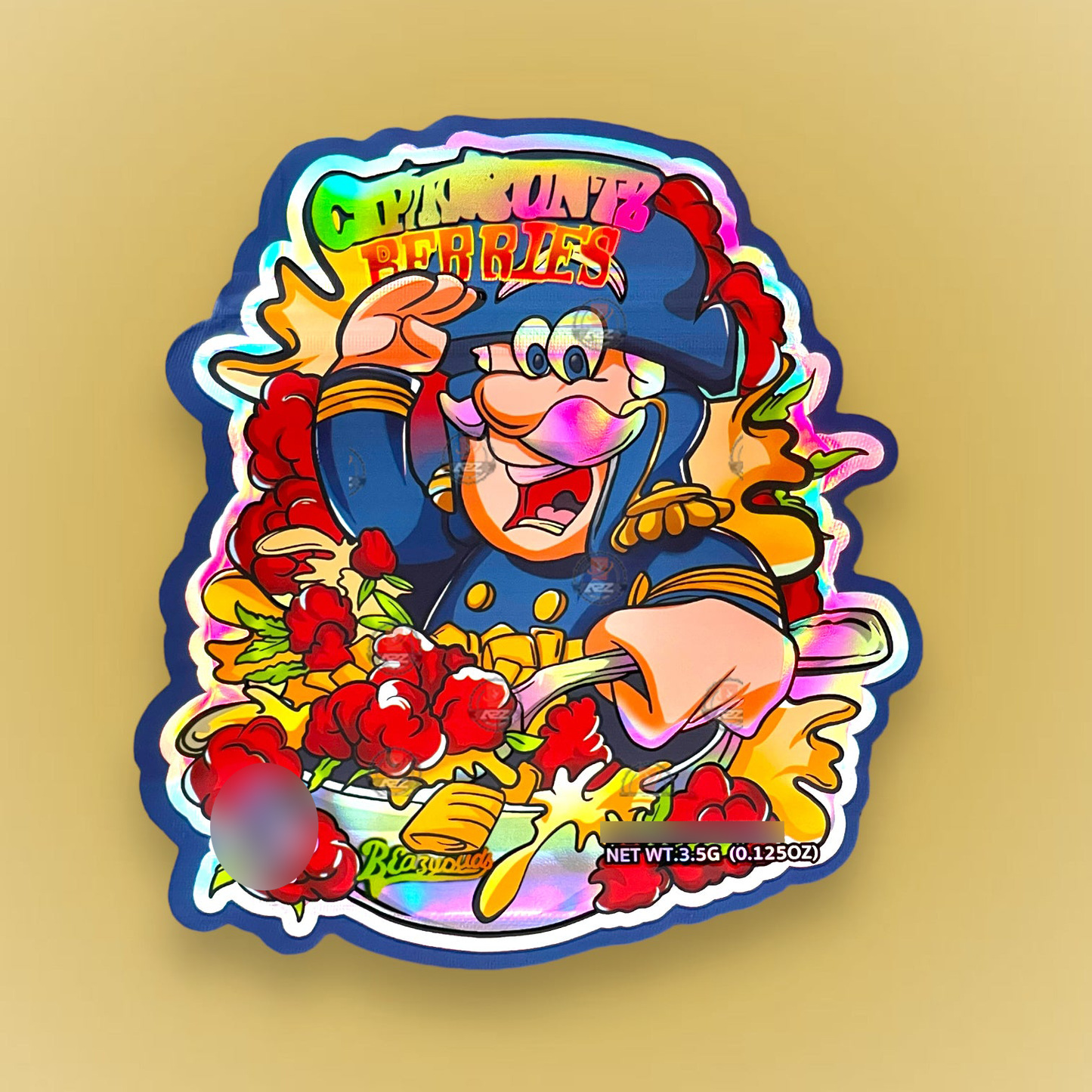 Captain Berries 3.5G Mylar Bags Cut Out-Holographic
