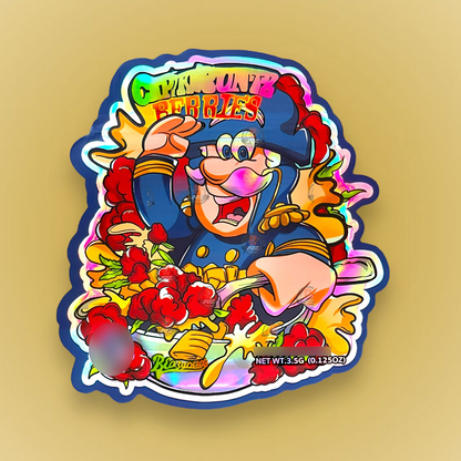 Captain Berries 3.5G Mylar Bags Cut Out-Holographic