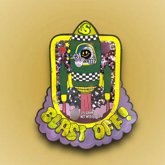 Blast OFF 3.5G Mylar Bags -The Smokers Club- Packaging Only - Black Unicorn Hub