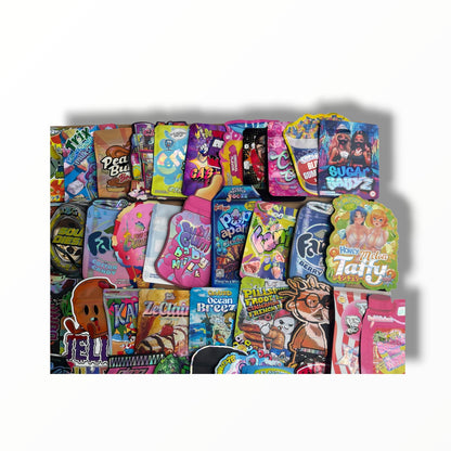 50 Different Designs 3.5g Mylar Bags – One of Each Design – Assorted Smell Proof Foil Bags – Variety Pack