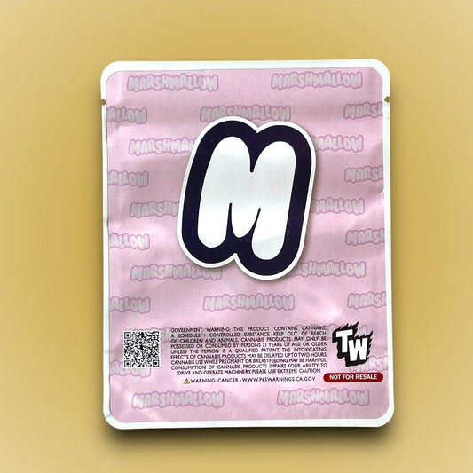 Raspberry Swirl Marshmallow Mylar Bags 3.5g Sticker base Bag