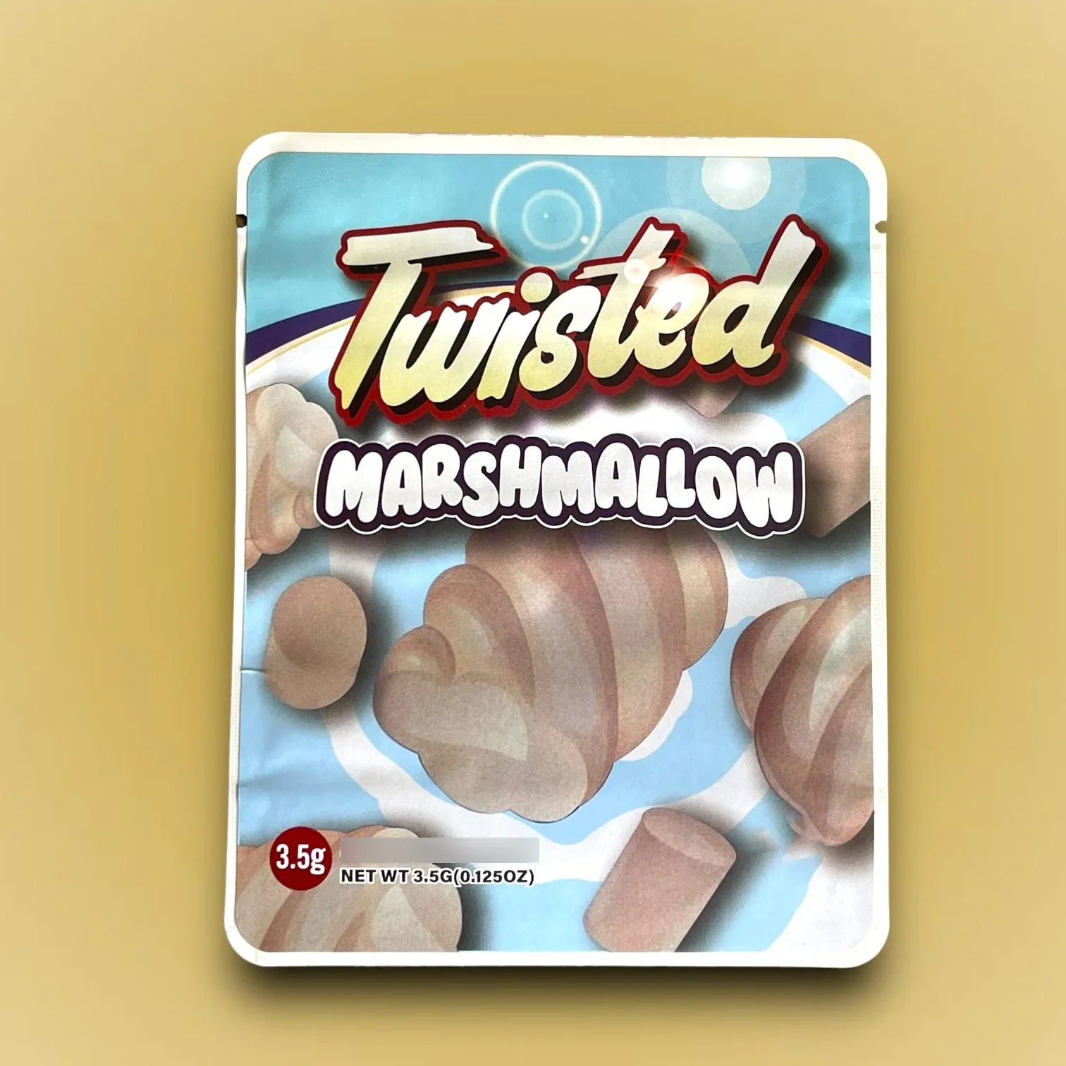 Twisted Marshmallow Mylar Bags 3.5g Sticker base Bag -With stickers and labels - Black Unicorn Hub