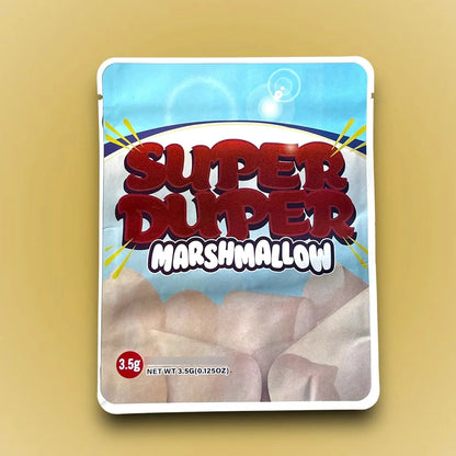 Super Duper Marshmallow Mylar Bags 3.5g Sticker base Bag -With stickers and labels - Black Unicorn Hub