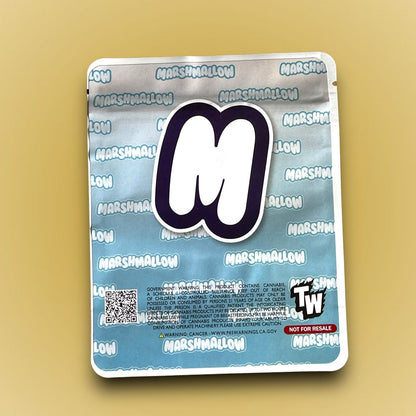 Super Duper Marshmallow Mylar Bags 3.5g Sticker base Bag -With stickers and labels