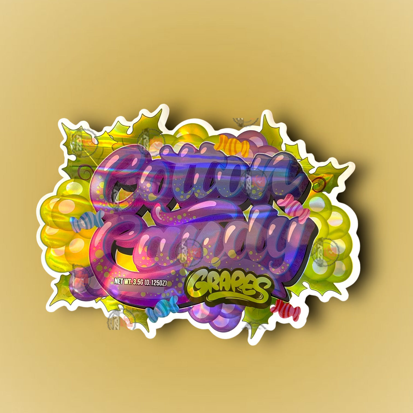 Cotton Candy Grapes 3.5G Mylar Bag Holographic