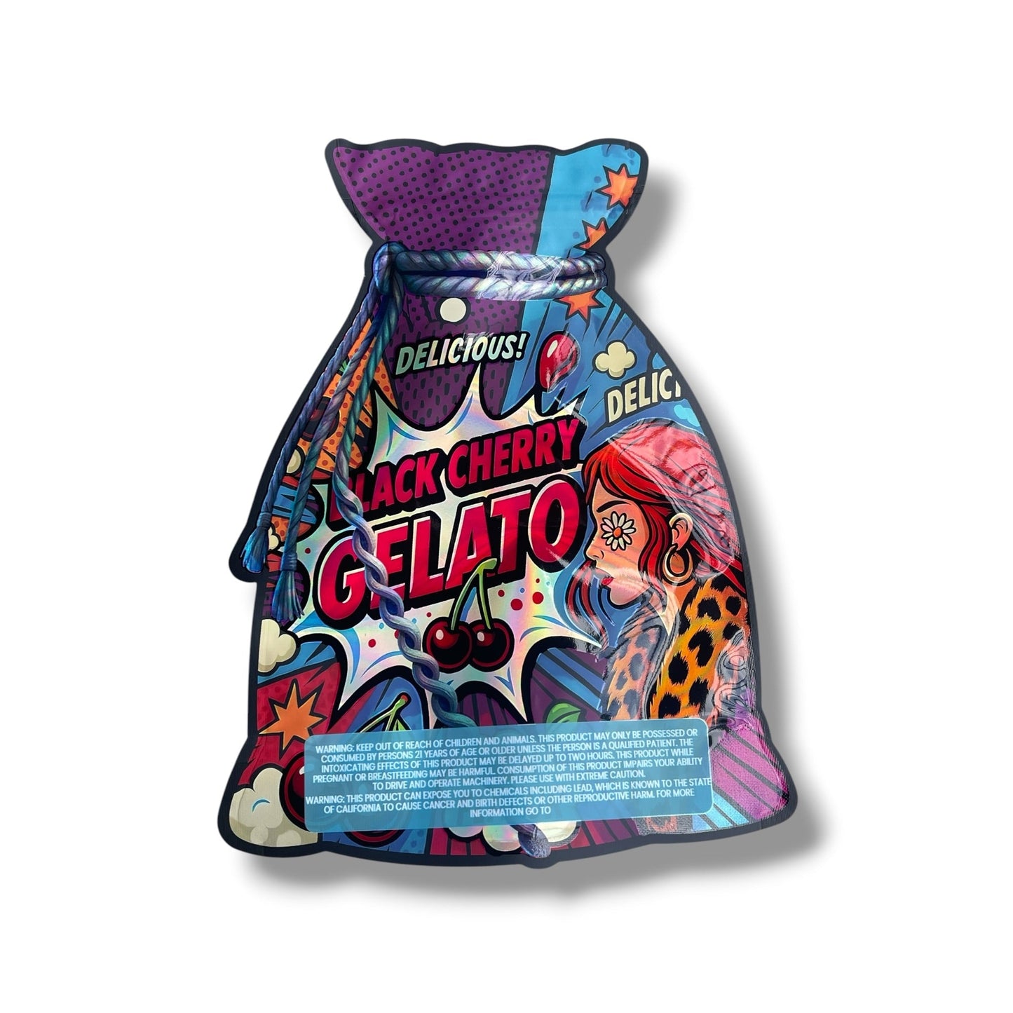 Black Cherry Gelato 1 OZ 28G empty Mylar bag 1 ounce (50 Count)