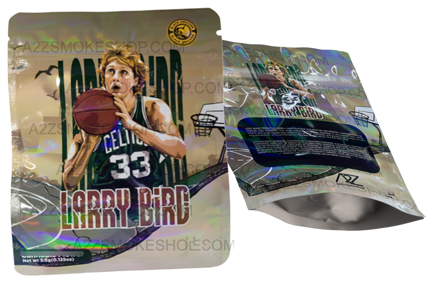 Black Unicorn Larry Bird Holographic Mylar bag 3.5g  For Flower