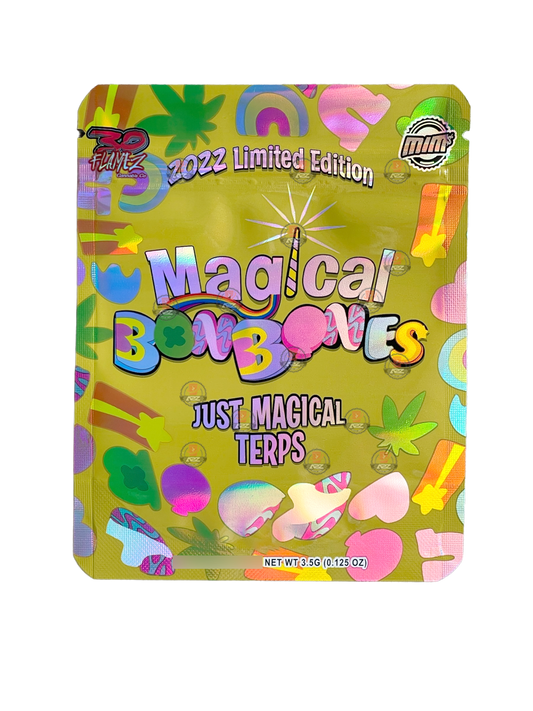 Magical Bonbones Cut Out Mylar Bags 3.5g Die Cut Holographic 30 Flamez Limited Edition