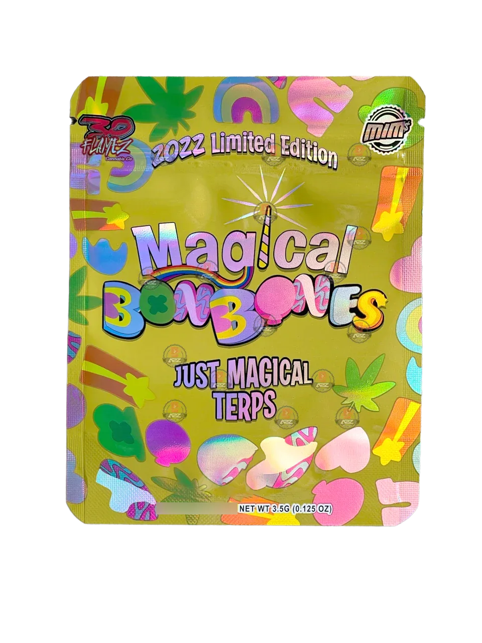 Magical Bonbones Cut Out Mylar Bags 3.5g Die Cut Holographic 30 Flamez Limited Edition - Black Unicorn Hub