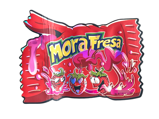 Mora Fresa Fumi Cut Out Mylar Bags 3.5g Die Cut Holographic High Volume