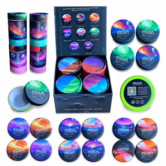Muun Moon Rocks Min Strain Variety Pack 4 Muun Capsules - 16 Moon Rock Pods - Packaging Only