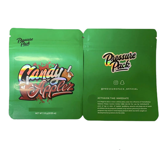 Pressure Pack Candy Applez Holographic Mylar bag 3.5g Smell Proof Airtight Holographic Mylar Bag- Packaging Only - Black Unicorn Hub