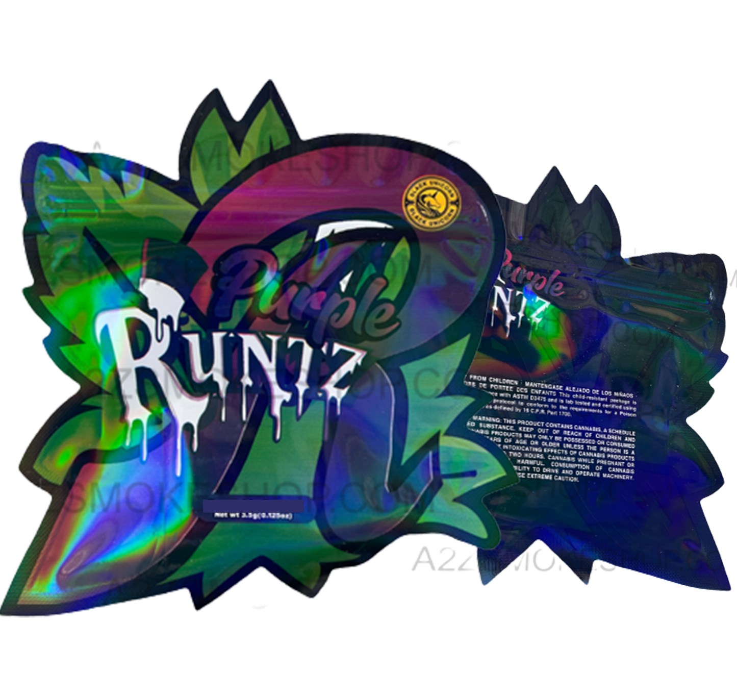 Black Unicorn Purple cut out Holographic Mylar bag 3.5g