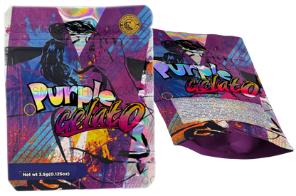 Black Unicorn Purple Gelato Holographic Mylar bag 3.5g  For Flower