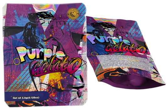 Black Unicorn Purple Gelato Holographic Mylar bag 3.5g  For Flower