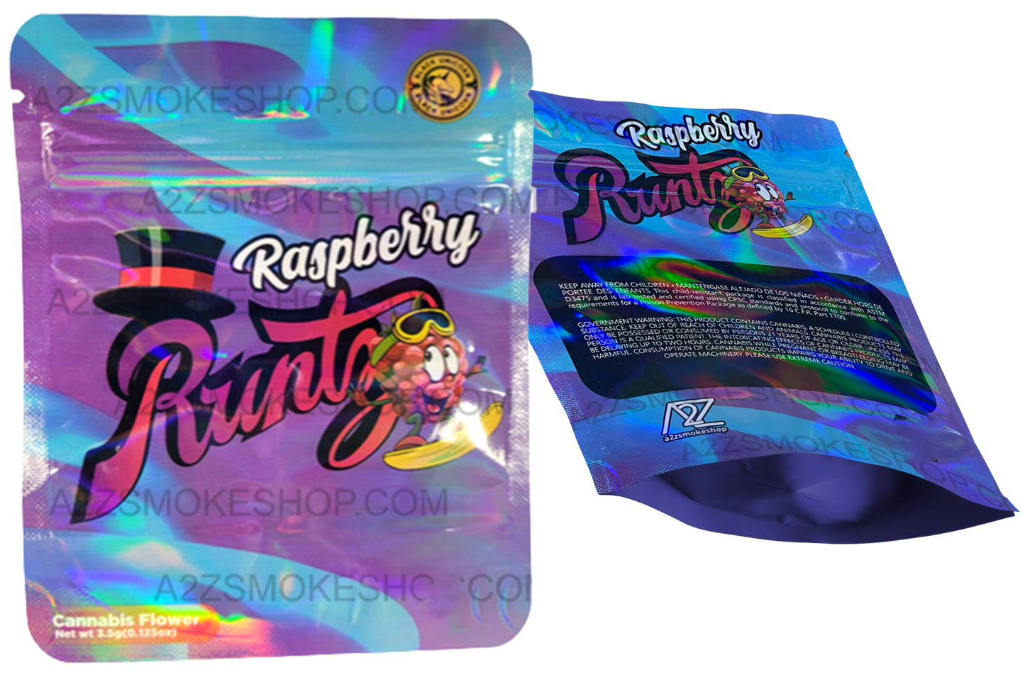 Black Unicorn Raspberry Holographic Mylar bag 3.5g