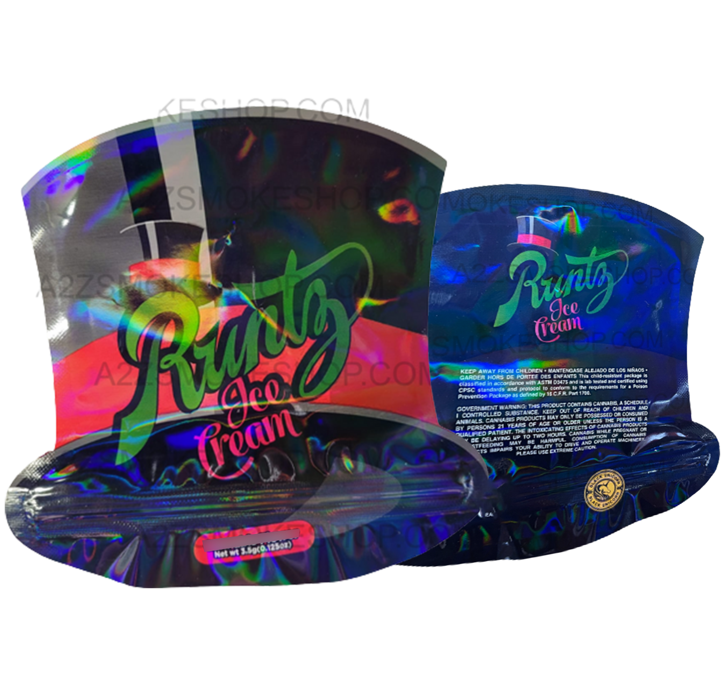 Black Unicorn Ice Cream cut out Holographic Mylar bag 3.5g