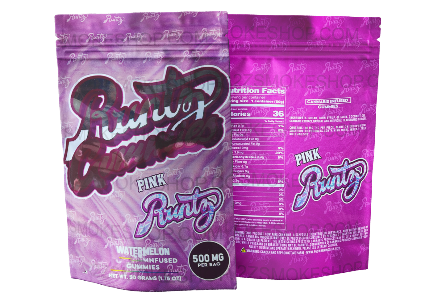 Gummies - Pink  Watermelon 500mg  Mylar Bag Packaging only