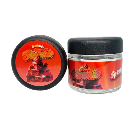 Strawberry Brownie Sprinklez 3.5g Glass Jars with Holographic Stickers