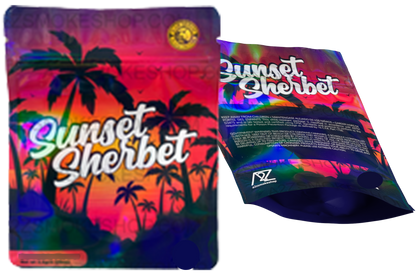 Black Unicorn-Sunset Sherbert Holographic Mylar bag 3.5g