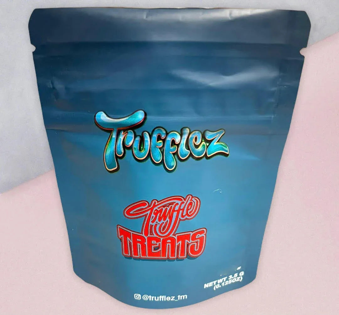 Trufflez truffle Treats blue Mylar bag 3.5g Smell Proof Airtight Mylar Bag - Black Unicorn Hub