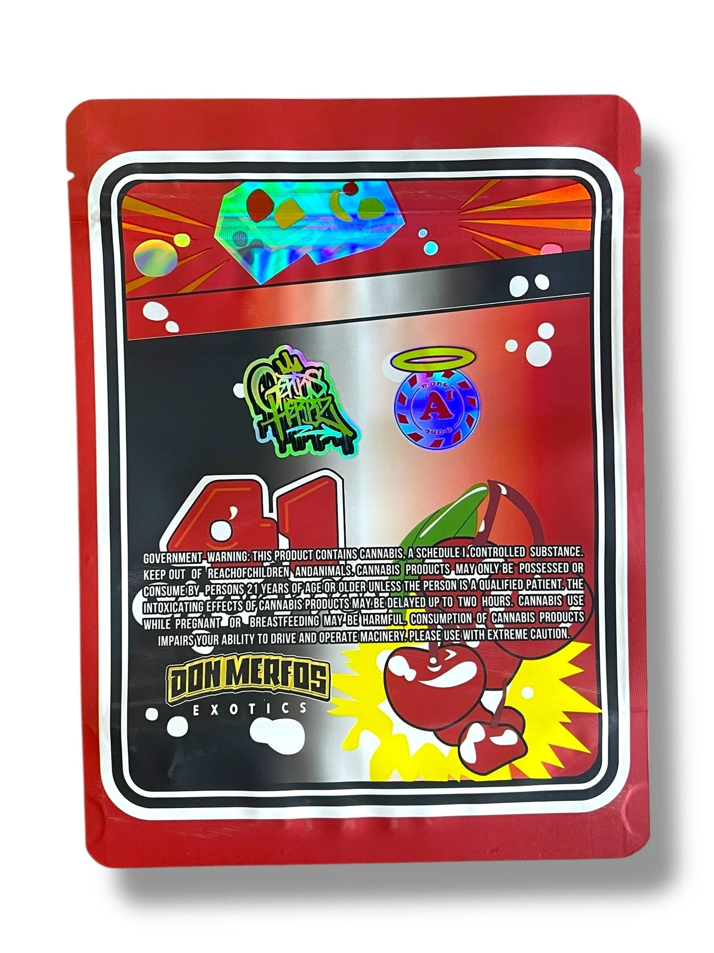Don Merfos 41 Cherries 1 OZ 28G empty Mylar bag 1 ounce (50 Count) - Black Unicorn Hub